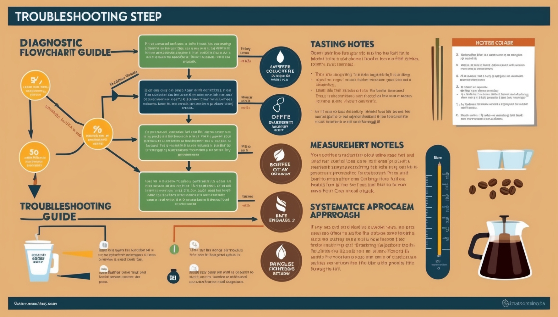 Lépésről lépésre hibaelhárítási útmutató folyamatábra formájában a keserű kávé problémák megoldásához