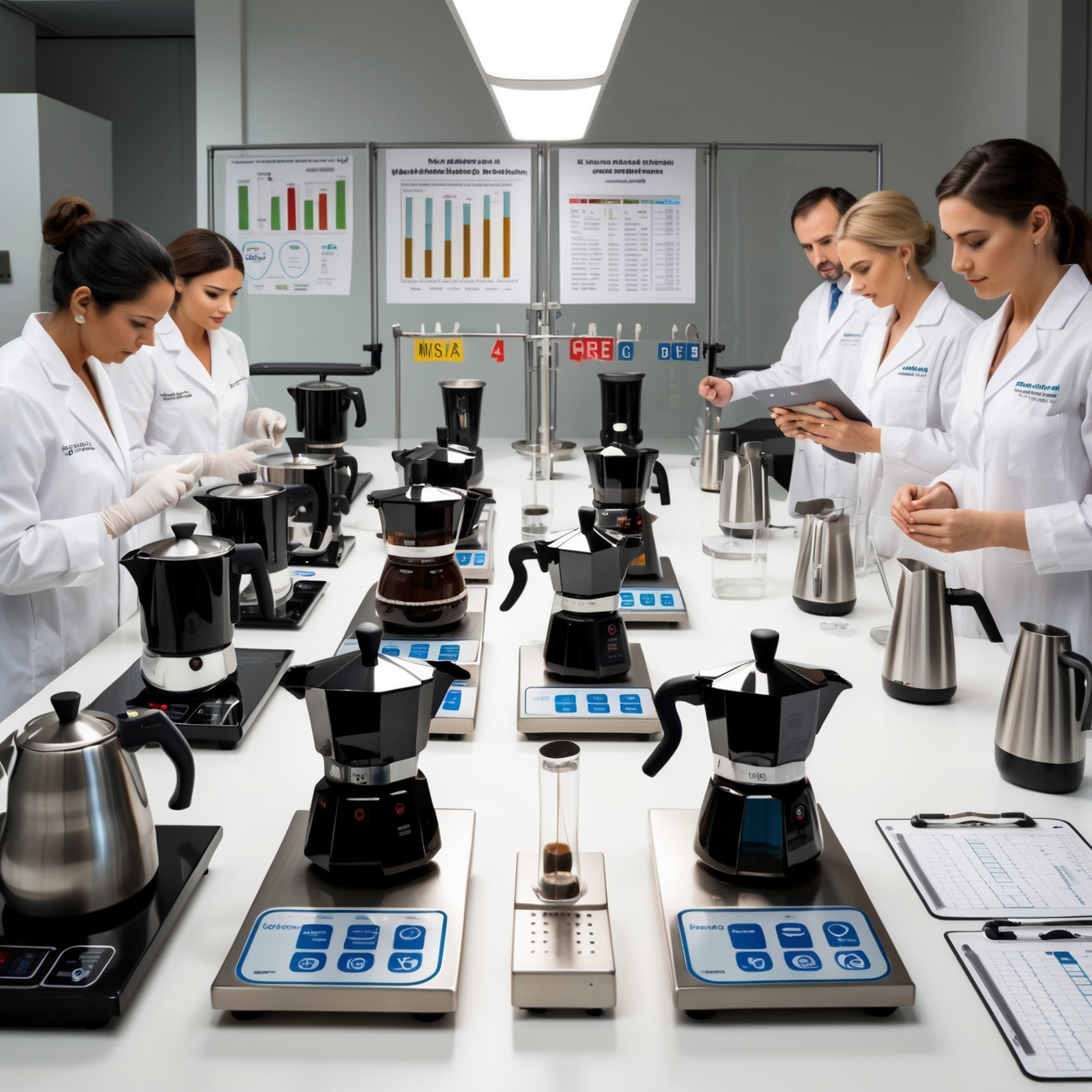 Több kotyogós kávéfőző egymás mellett - kiválasztási folyamat